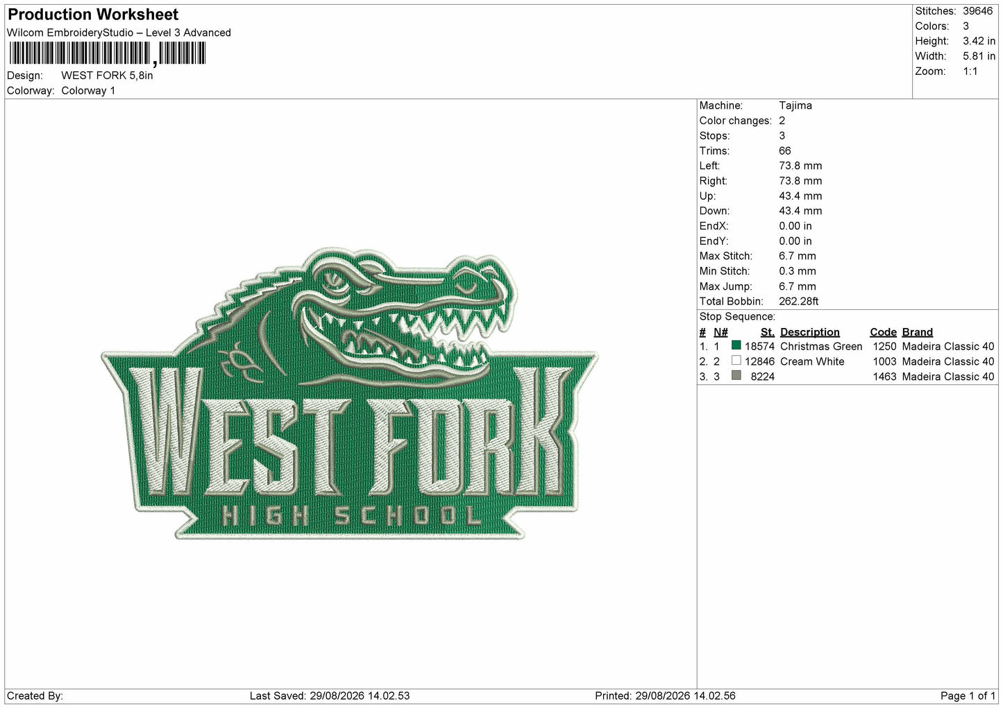 Fork Text Embroidery Machine Design File 6 sizes