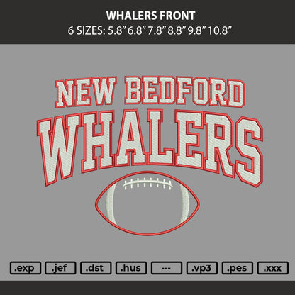Whalers Front Embroidery Machine Design File 6 sizes