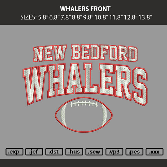 Whalers Front Embroidery Machine Design File 6 sizes