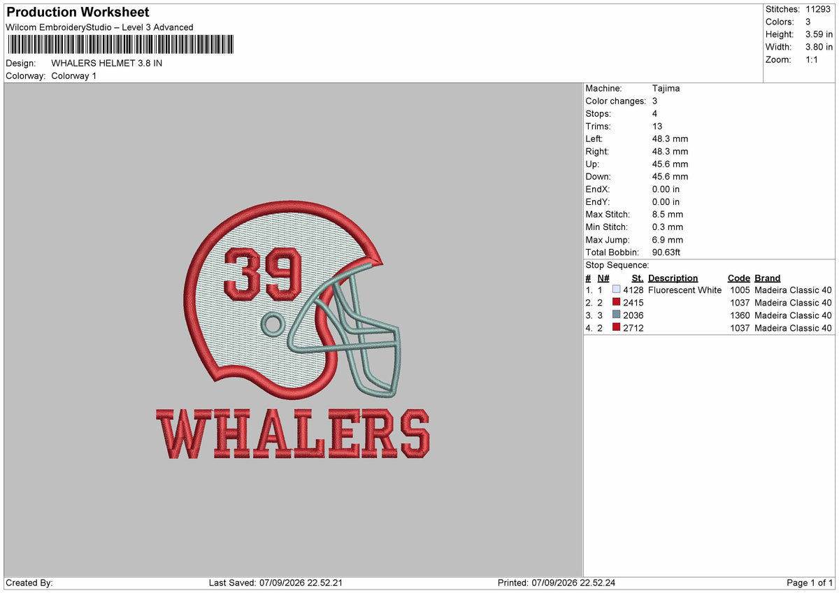 Whalers Text 0709 Embroidery Machine Design File 6 sizes