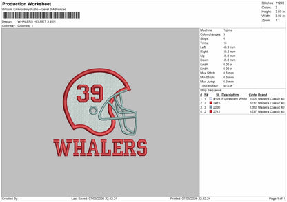 Whalers Text 0709 Embroidery Machine Design File 6 sizes