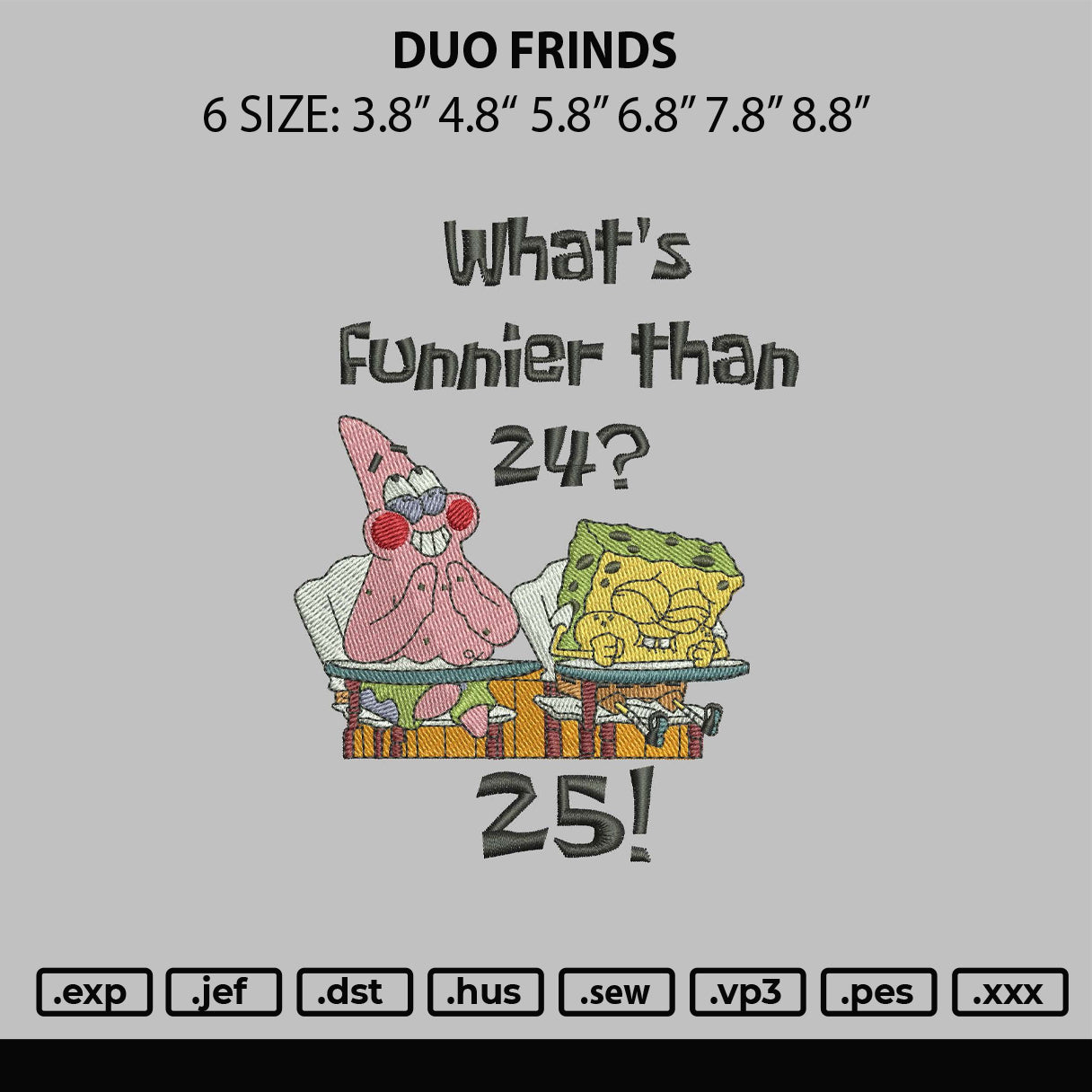 Duo Friends Embroidery File 6 sizes