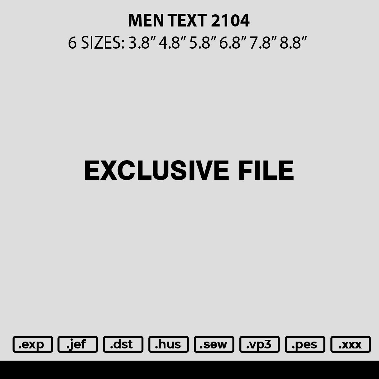 Men Text Embroidery File 6 sizes