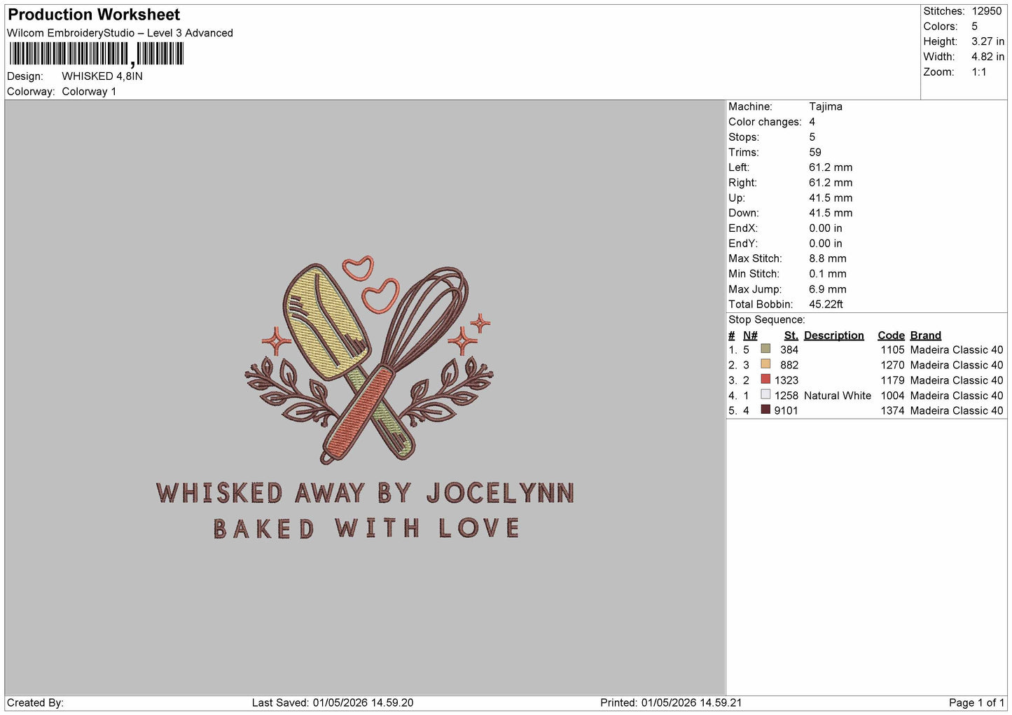 WHISKED Embroidery File 6 sizes