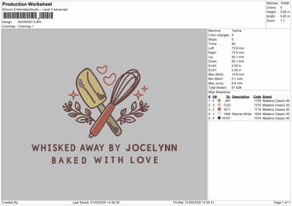 WHISKED Embroidery File 6 sizes