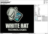 White Hat Embroidery File 6 sizes