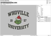 Whoville University Embroidery File 6 sizes