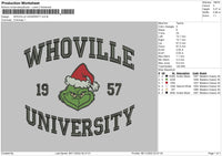 Whoville University Embroidery File 6 sizes