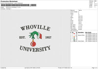 Whoville Univ V1 Embroidery File 6 sizes