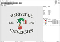 Whoville Univ V1 Embroidery File 6 sizes