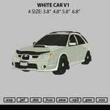 White Car V11 Embroidery File 4 size