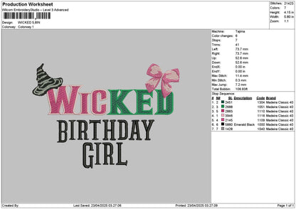 Wickedtext 2304 Embroidery File 6 sizes