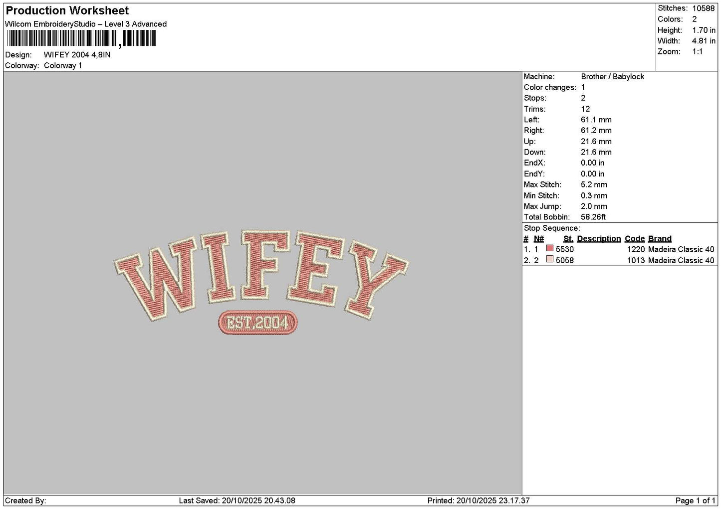 Wifeytext 2004 Embroidery File 6 sizes