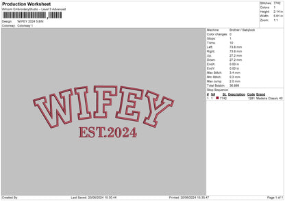 Wifey24 Embroidery File 6 sizes