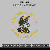 William Embroidery File 4 sizes