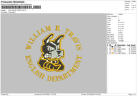 William B Travis Embroidery File 5 sizes