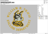 William B Travis Embroidery File 5 sizes