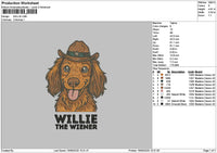 Willie Dog Embroidery File 6 sizes