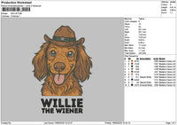 Willie Dog Embroidery File 6 sizes