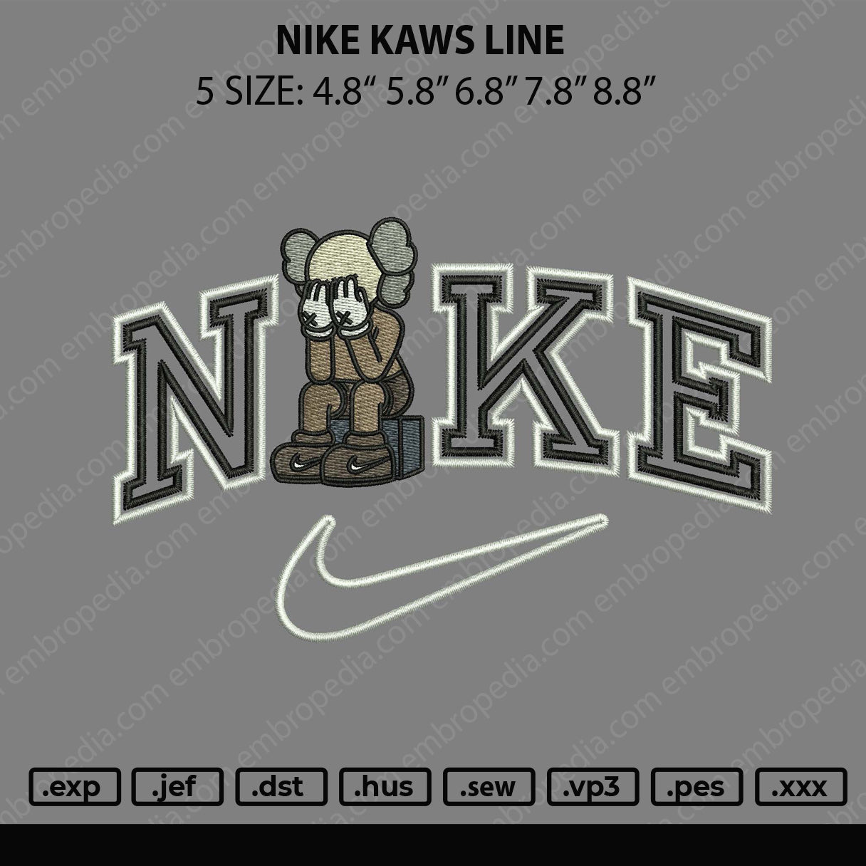 Nike Kaws Line Embroidery File 6 sizes