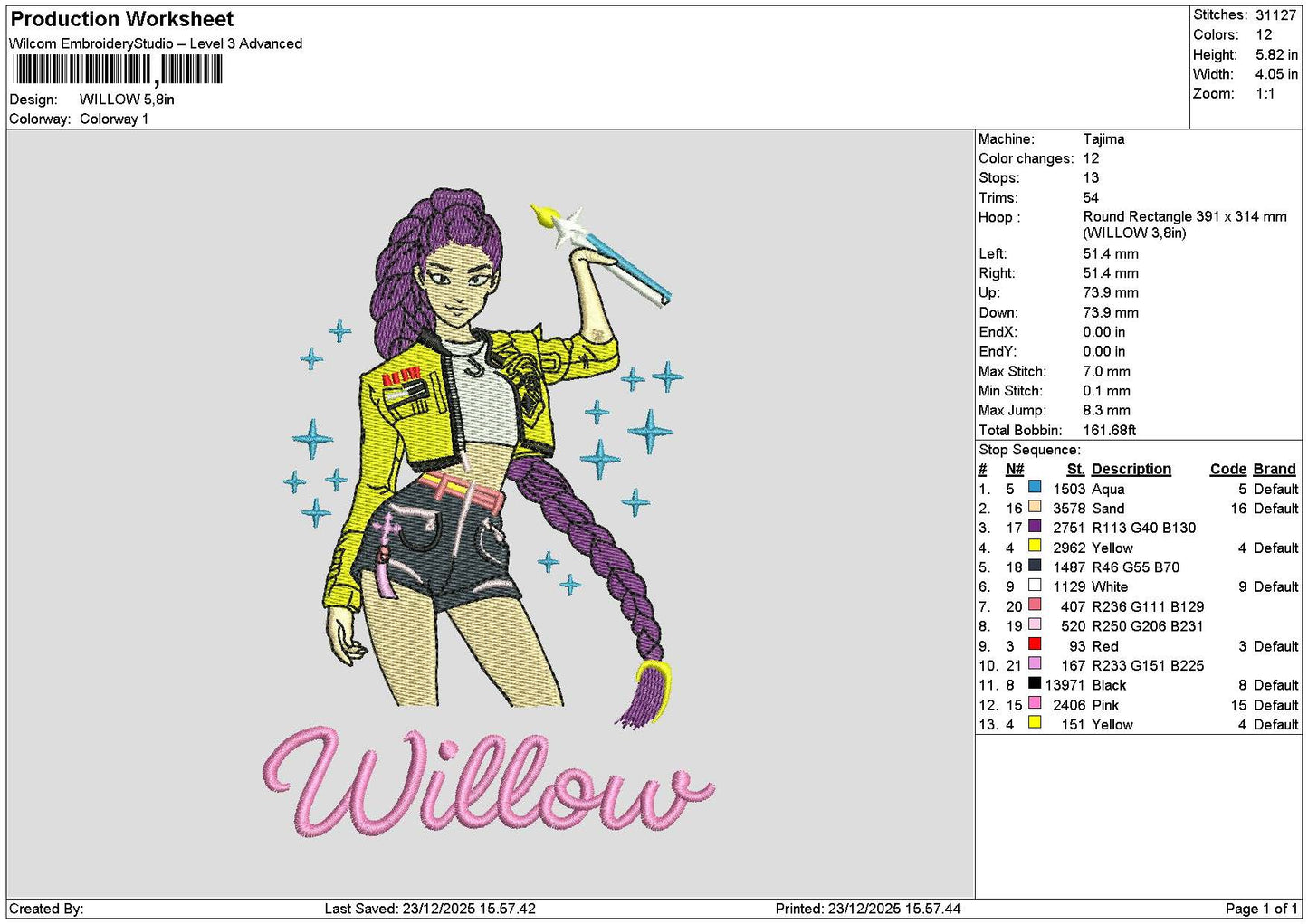 Willowtext Embroidery File 6 sizes