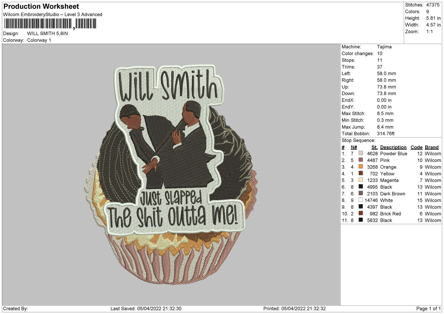 Will Smith Embroidery File 4 size