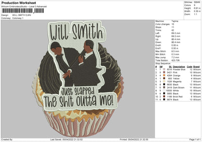 Will Smith Embroidery File 4 size