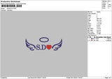 Wings Sdtext Embroidery File 6 sizes