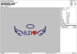 Wings Sdtext Embroidery File 6 sizes