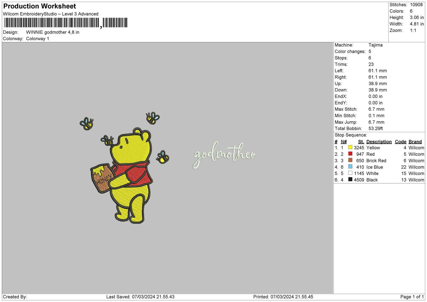 Poohmother Embroidery File 6 sizes