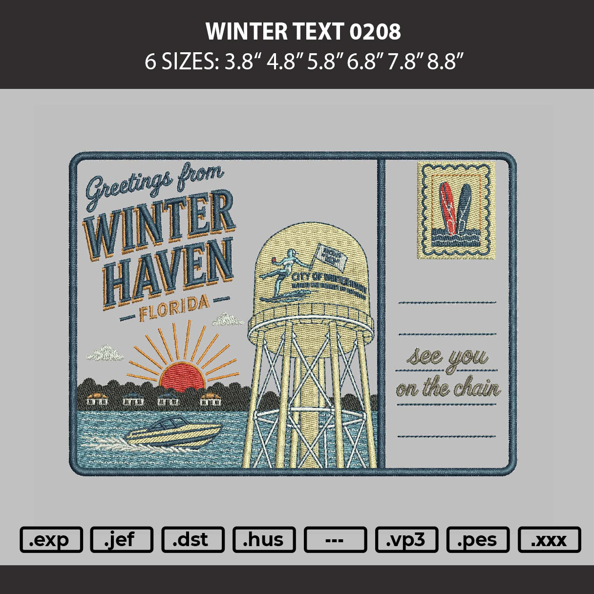 Winter Text Embroidery Machine Design File 6 sizes