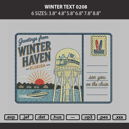 Winter Text Embroidery Machine Design File 6 sizes