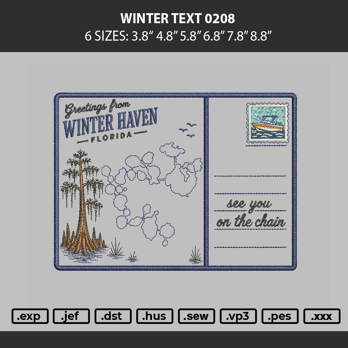 Winter Text 0208 Embroidery Machine Design File 6 sizes