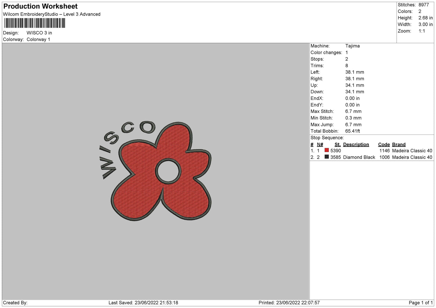 Wisco Embroidery File 4 size