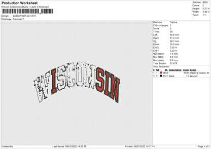 Wisconsin V2 Embroidery