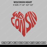 Wisconsin Heart Embroidery File 4 size