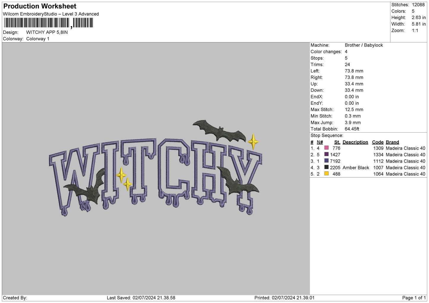 Witchytext App Embroidery File 6 sizes