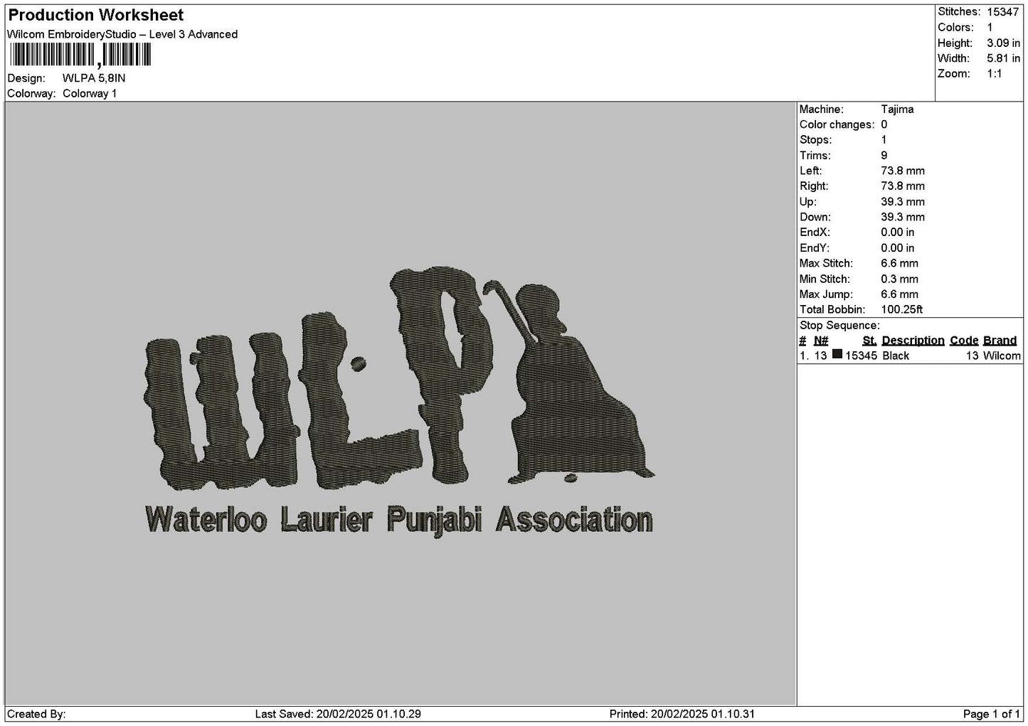 Wlptext Embroidery File 6 sizes
