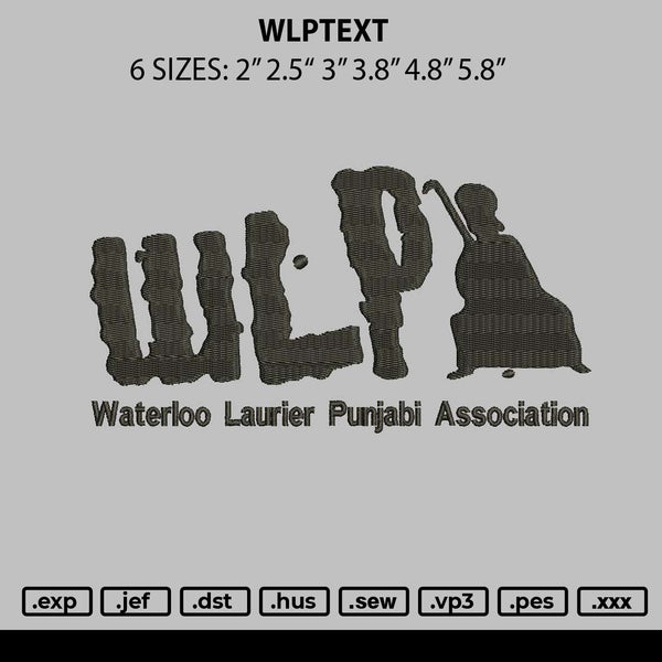 Wlptext Embroidery File 6 sizes