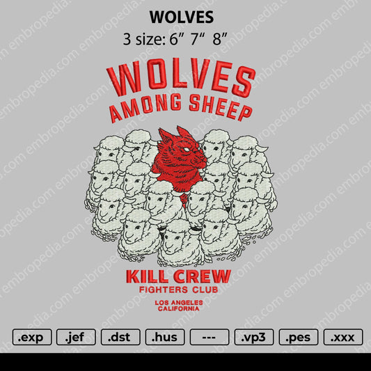 Wolves Embroidery File 3 size