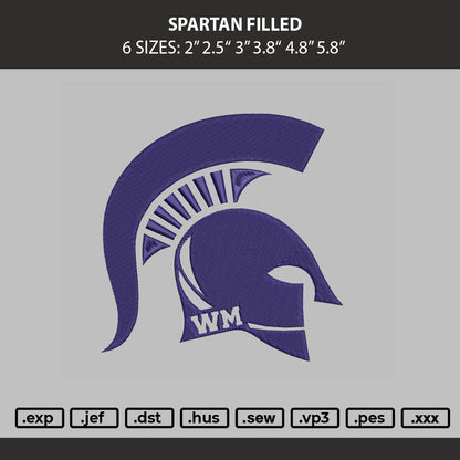 Spartan Filled Embroidery Machine Design File 6 sizes