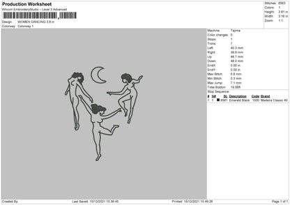 Women Dancing Embroidery File 4 size