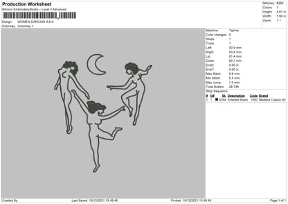 Women Dancing Embroidery File 4 size