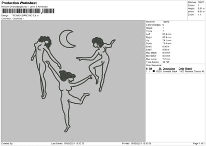 Women Dancing Embroidery File 4 size