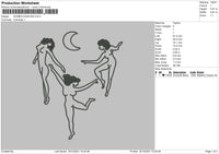 Women Dancing Embroidery File 4 size