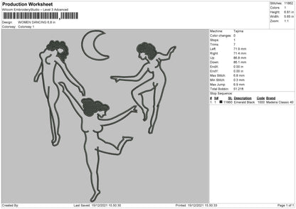 Women Dancing Embroidery File 4 size