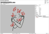 Women Butterflies Embroidery File 6 sizes