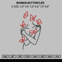 Women Butterflies Embroidery File 6 sizes