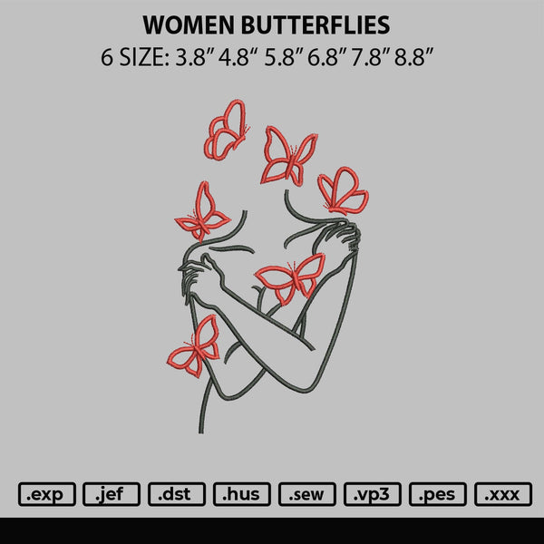Women Butterflies Embroidery File 6 sizes