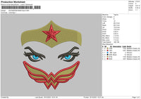 Wonder Woman Face Embroidery File 4 size